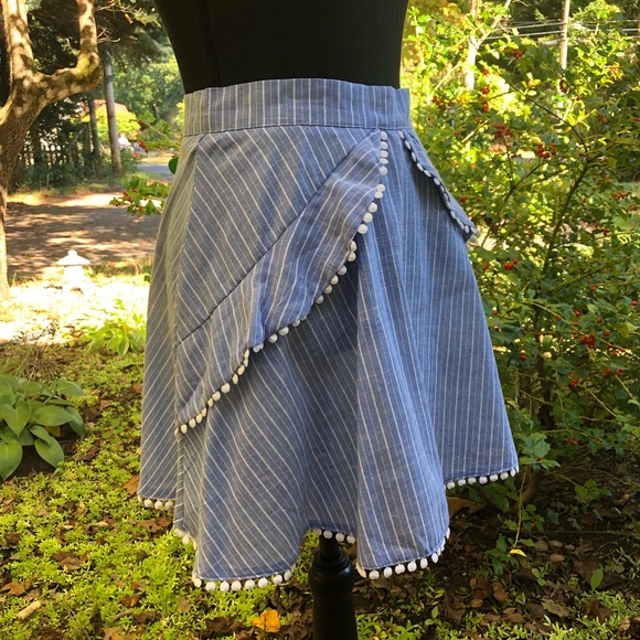Striped Baby Blue L’Atiste Fringe Skirt - Picture 6 of 14